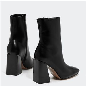 Flared Block Heel High Ankle Boots